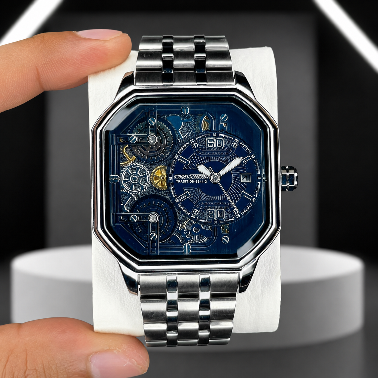 Men's Luxury chaxigo original Watch | Model No: 6848 | Royal Blue Dial | Stainless Steel Chain  